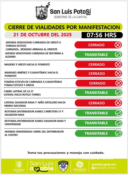 SSPCSLP's tweet image. ⚪️🔵 #ReporteVial 🚨#VialidadSLP

⚠️ Actualización 

Estudiantes universitarios realizan el cierre vial en Niño Artillero a partir de lateral de Salvador Nava Mtz. hacia Himno Nacional

🚔👮🏻‍♂️ Se mantiene despliegue por parte de Policía Vial en los diversos cierres, sal con tiempo…