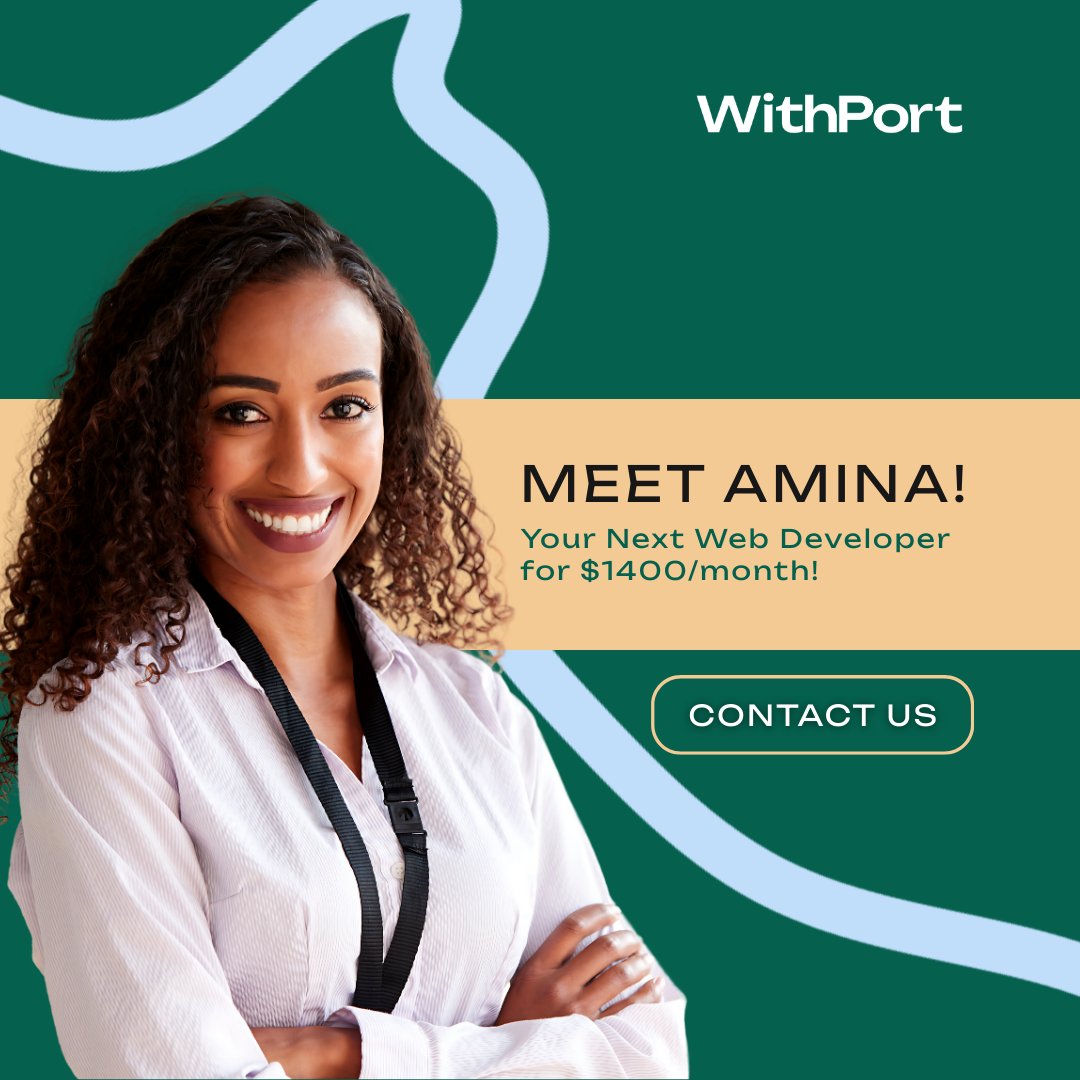 WithPortHR's tweet photo. Meet Amina—a skilled Web Developer ready to bring your projects to life for just $1400/month. 🚀

WithPort connects you to top global talent at a fraction of the cost, so you can scale smarter. ✨

🌐 https://t.co/uuUUKY13b2

 #WithPort #HiringMadeEasy https://t.co/CyYZ4BR5gT