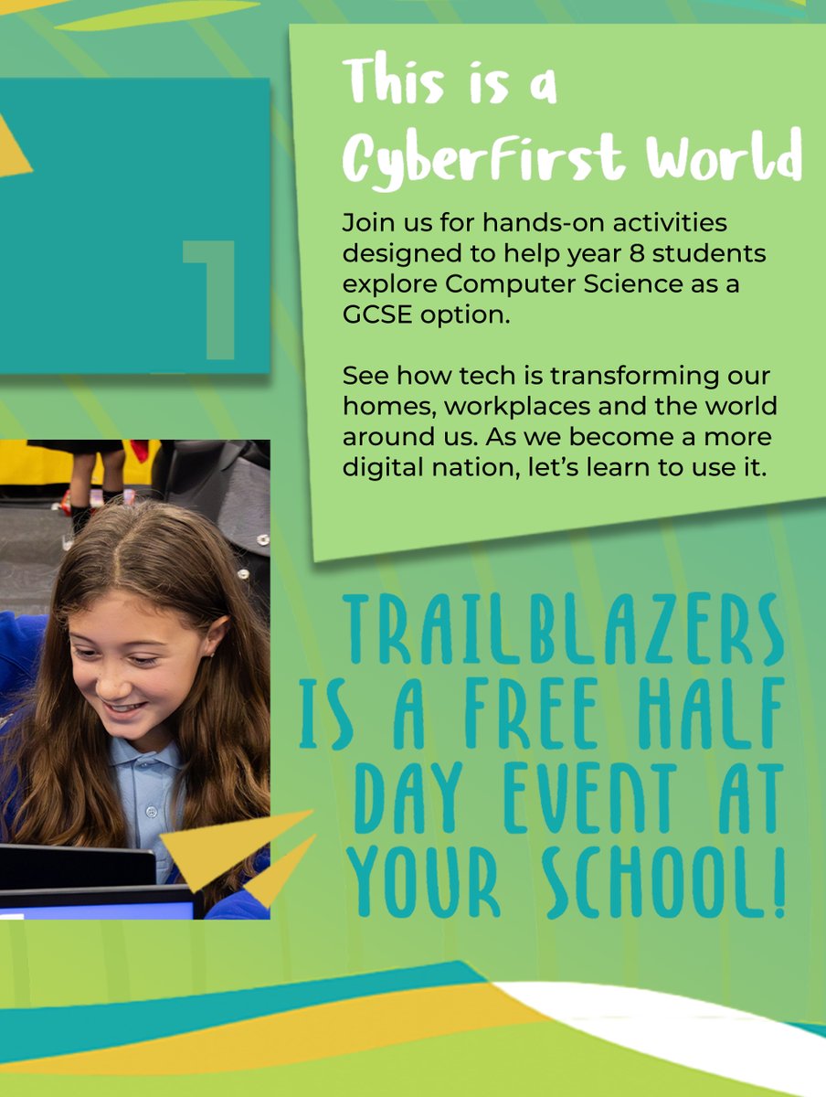 Computing_North's tweet image. Yorkshire and North East CyberFirst School, planning ahead for September?

Kick off the year with a FREE Trailblazers session designed to spark curiosity in cyber among your Year 8s💡💻

🎯 Hands-on, engaging and fully delivered by our team!

👉 Book now: forms.office.com/e/aMDDYm8mng?o…
