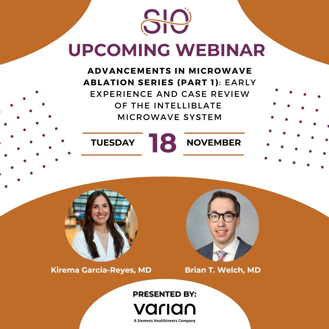 Microwave ablation is advancing fast. Join <a href="/kiremagarciamd/">Kirema Garcia-Reyes, MD</a> (<a href="/MountSinaiIR/">Mount Sinai IR</a>) and <a href="/Welch_IO/">Brian Welch</a> (<a href="/MayoClinic/">Mayo Clinic</a>) as they share early experience with the new IntelliBlate Microwave System from <a href="/VarianMedSys/">Varian</a>. 
📅 Nov. 18 | 🕕 7:00 p.m. ET

Register Today: bit.ly/42MWgs6