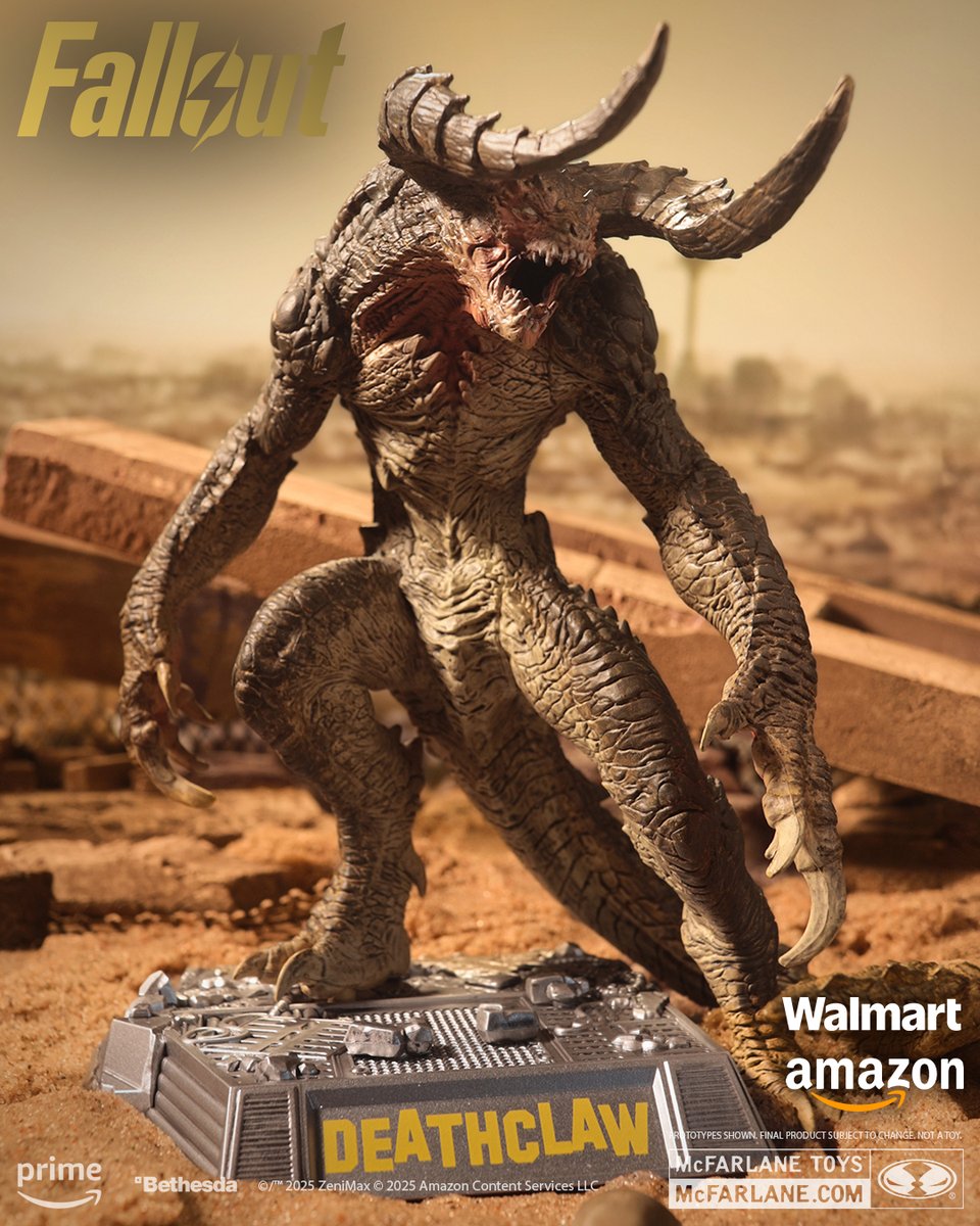 Deathclaw based on the Amazon MGM Studios original series FALLOUT launches for pre-order on #FALLOUTDAY October 23rd at select retailers!  

This 6" scale posed figure includes an environmental base, mini poster, backdrop and a secret bonus item. SEASON 2 premieres on December