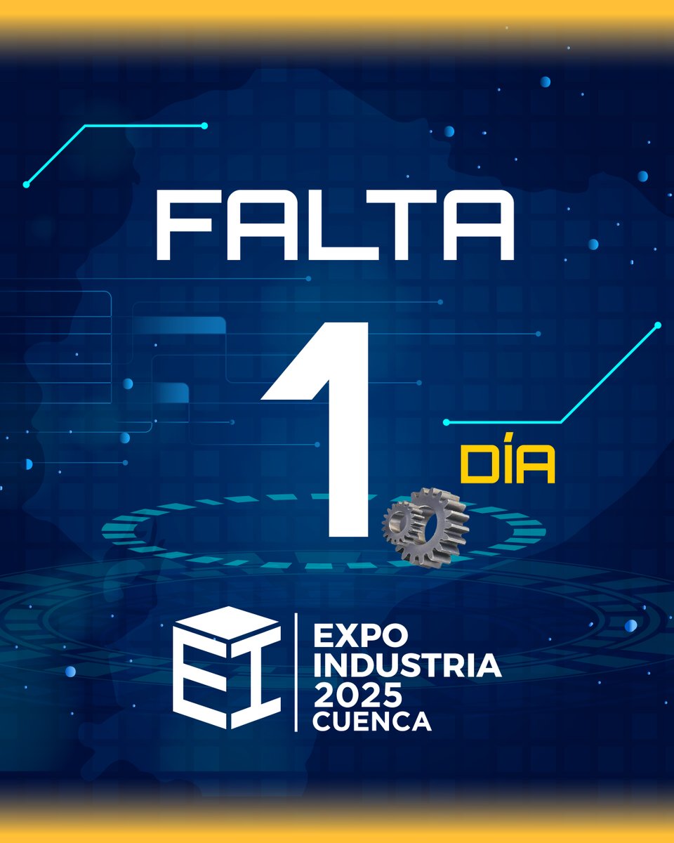 🚀 ¡Mañana empieza!
¡Llegó el momento!
Mañana comienza la ExpoIndustria Cuenca 2025, el evento que impulsa el desarrollo industrial del país.
📍 Nos vemos en el Centro de Convenciones Mall del Río.
#ExpoIndustria2025  #IndustriaEcuatoriana