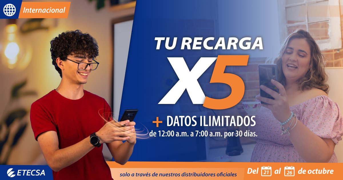 ¡Atención!. Ya comenzó #RecargaInternacional . Más detalles en: etecsa.cu  📷 ¡No te la pierdas!