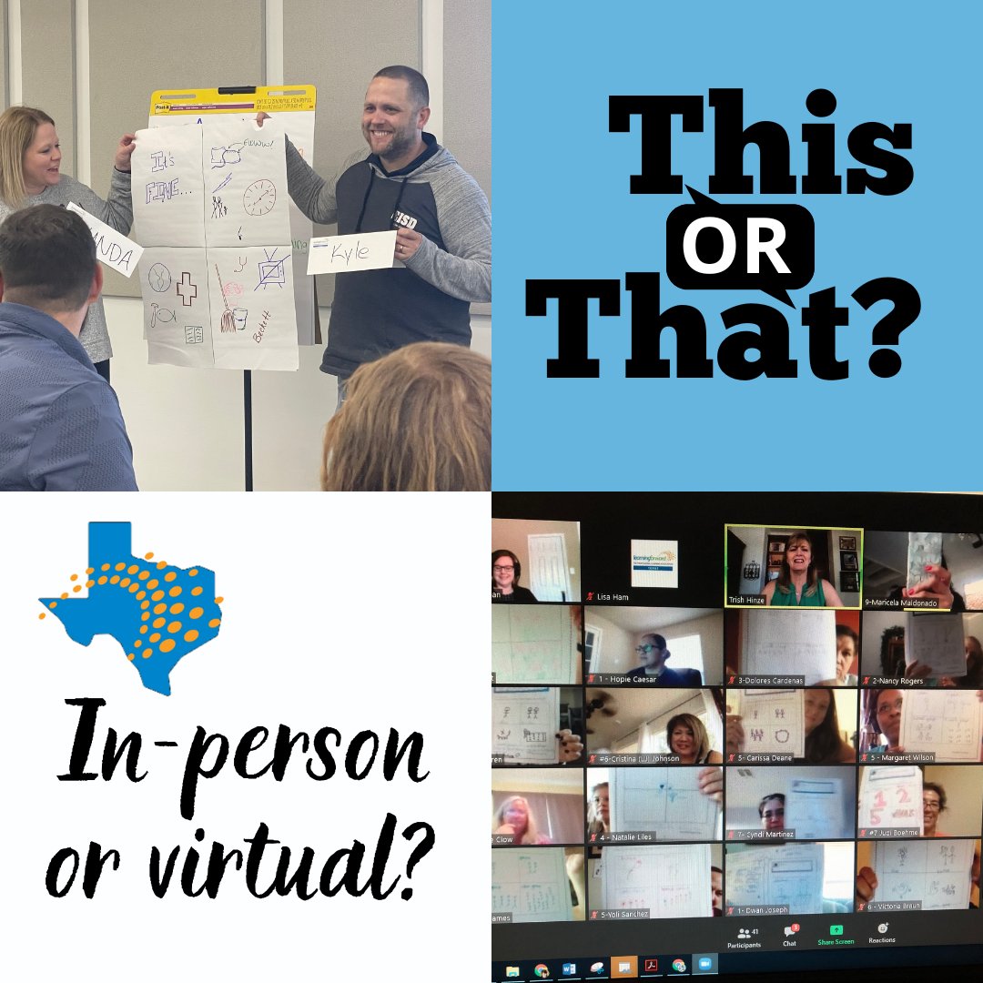 LearnTexas's tweet image. In-person workshop 🏫 or virtual session 💻 — which one helps you learn best? #ThisOrThatTuesday #adultlearning #LFTXlearns