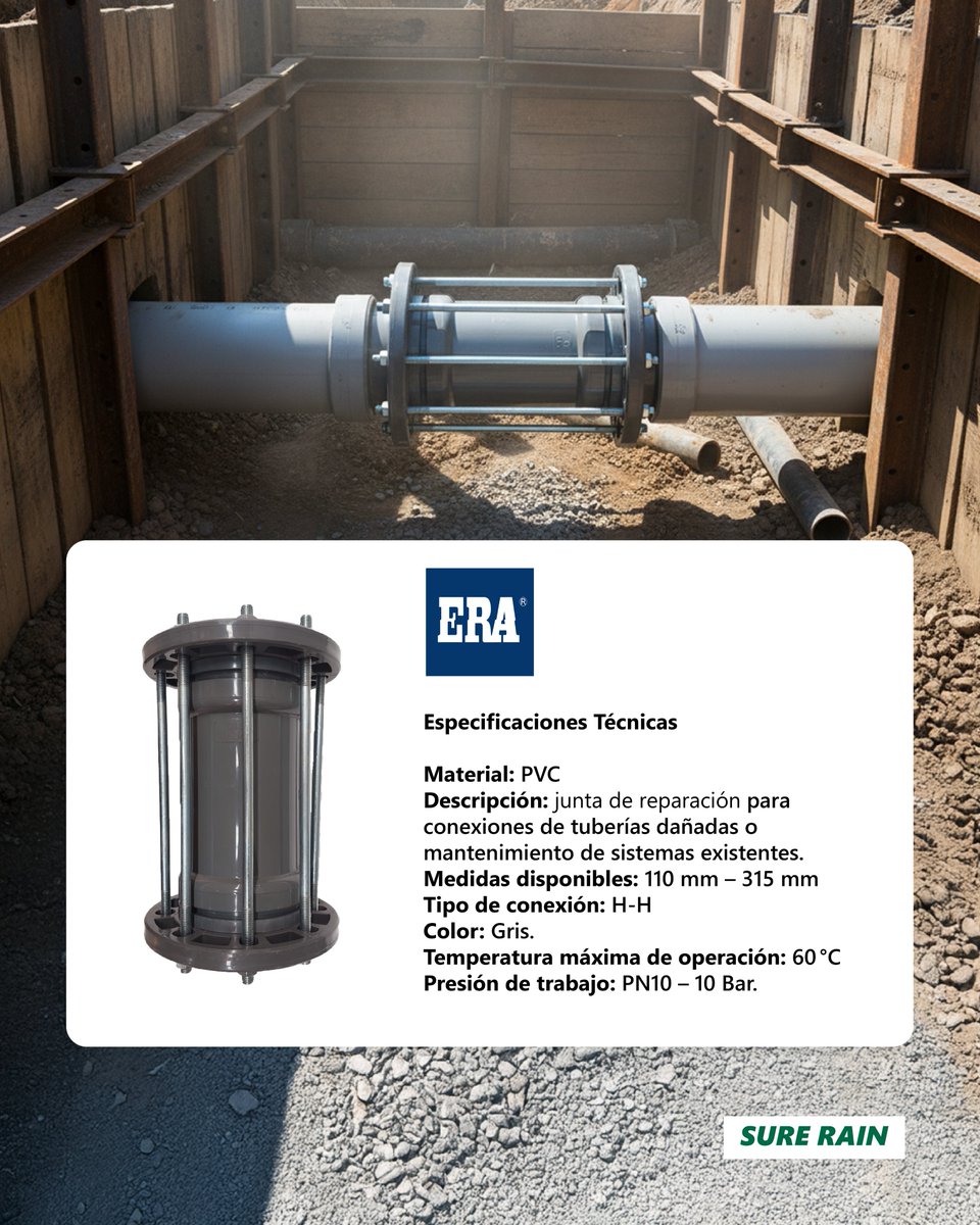 SureRain's tweet image. Junta de Reparación ERA® – SURE RAIN
Reparación rápida, segura y duradera, ideal para sistemas de riego y conducción.

✅ PVC de alta resistencia
✅ Presión PN10 / 10 Bar
✅ Instalación fácil y eficiente