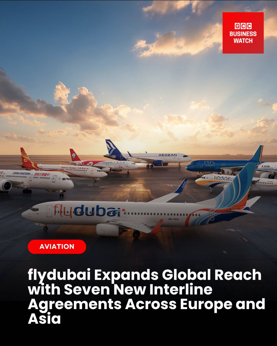 flydubai adds 7 new interline partners, boosting access to 300+ destinations across Europe &amp; Asia.

فلاي دبي تضيف 7 شركاء جدد لتوسيع شبكتها إلى أكثر من 300 وجهة
 Read the Full Story: gccbusinesswatch.com/news/flydubai-…