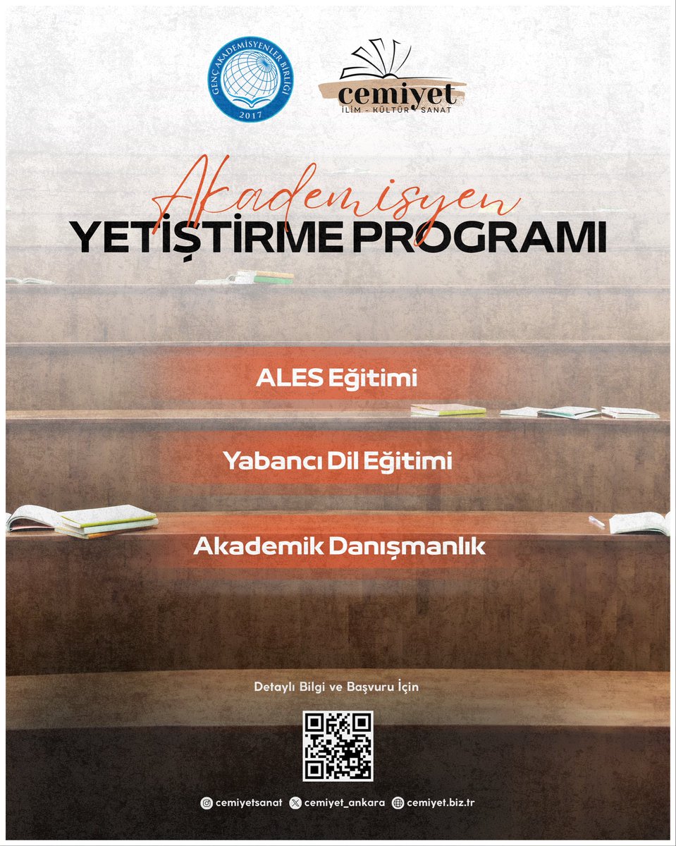 🎓 Akademisyen Yetiştirme Programı Başlıyor!

Cemiyet İKS Merkezi ve Genç Akademisyenler Birliği ortaklığında düzenlenen Akademisyen Yetiştirme Programı için başvurular başladı!

📅 Son Başvuru Tarihi: 21 Kasım 2025

🔗 Detaylı bilgi ve başvuru: cemiyet.biz.tr