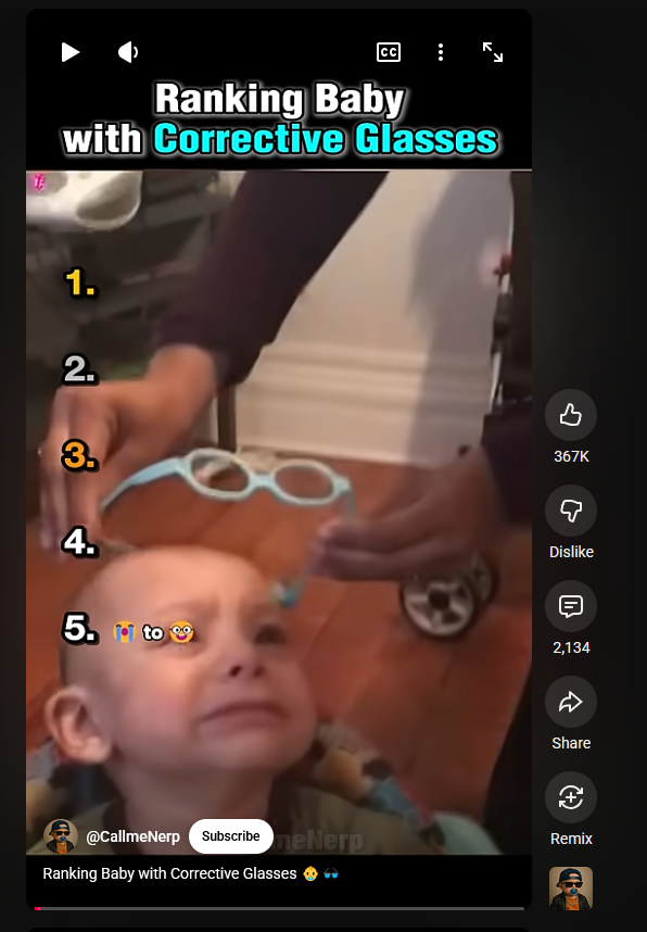 why are we doing this? what is happening to the world?
There is no reason to be ranking baby with corrective glasses in a healthy society