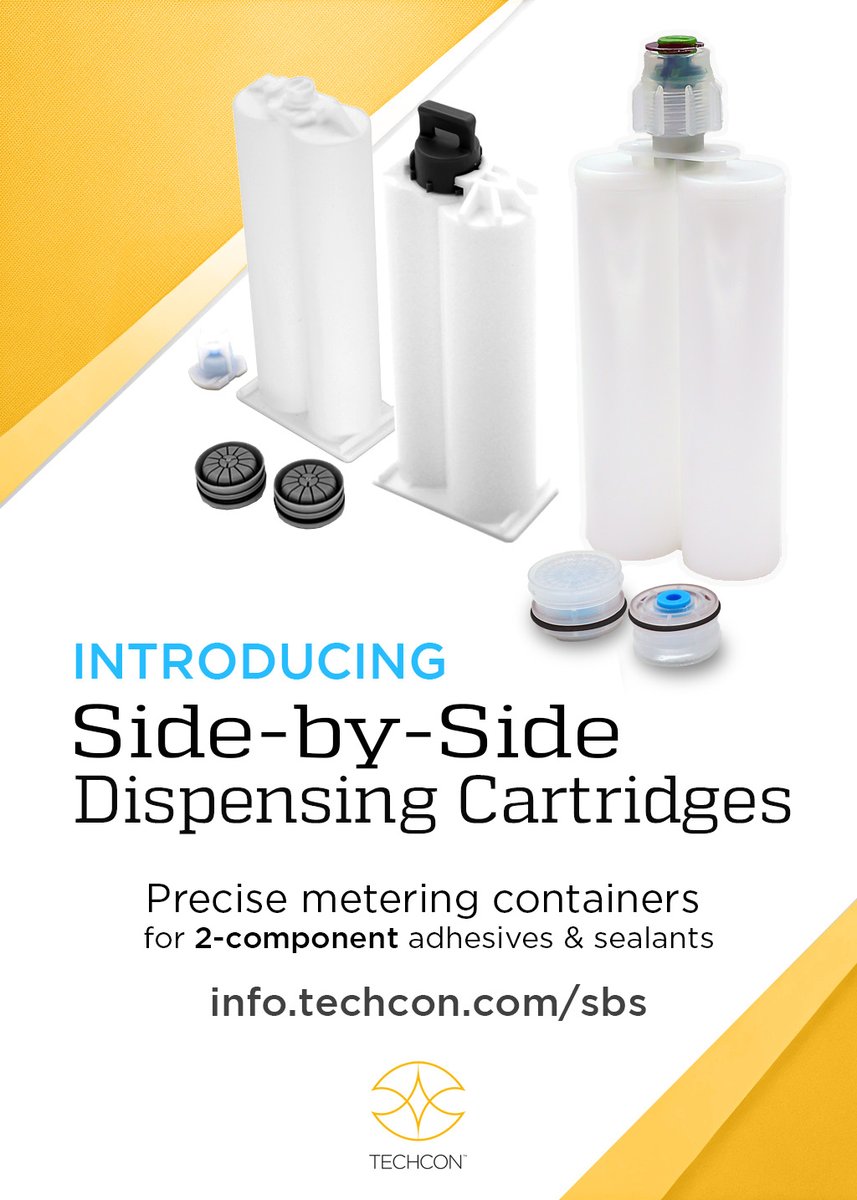 techconsystems's tweet image. INTRODUCING Techcon Side-by-Side (#SBS) Dispensing Cartridges -  50 ml, 200 ml, 400 ml, & 490 ml in standard mixing ratios of 1:1, 2:1, 4:1, and 10:1, A-System and B-System Outlets, made of Polypropylene. LEARN MORE: hubs.la/Q03Pqx1J0
#2K #dispensing