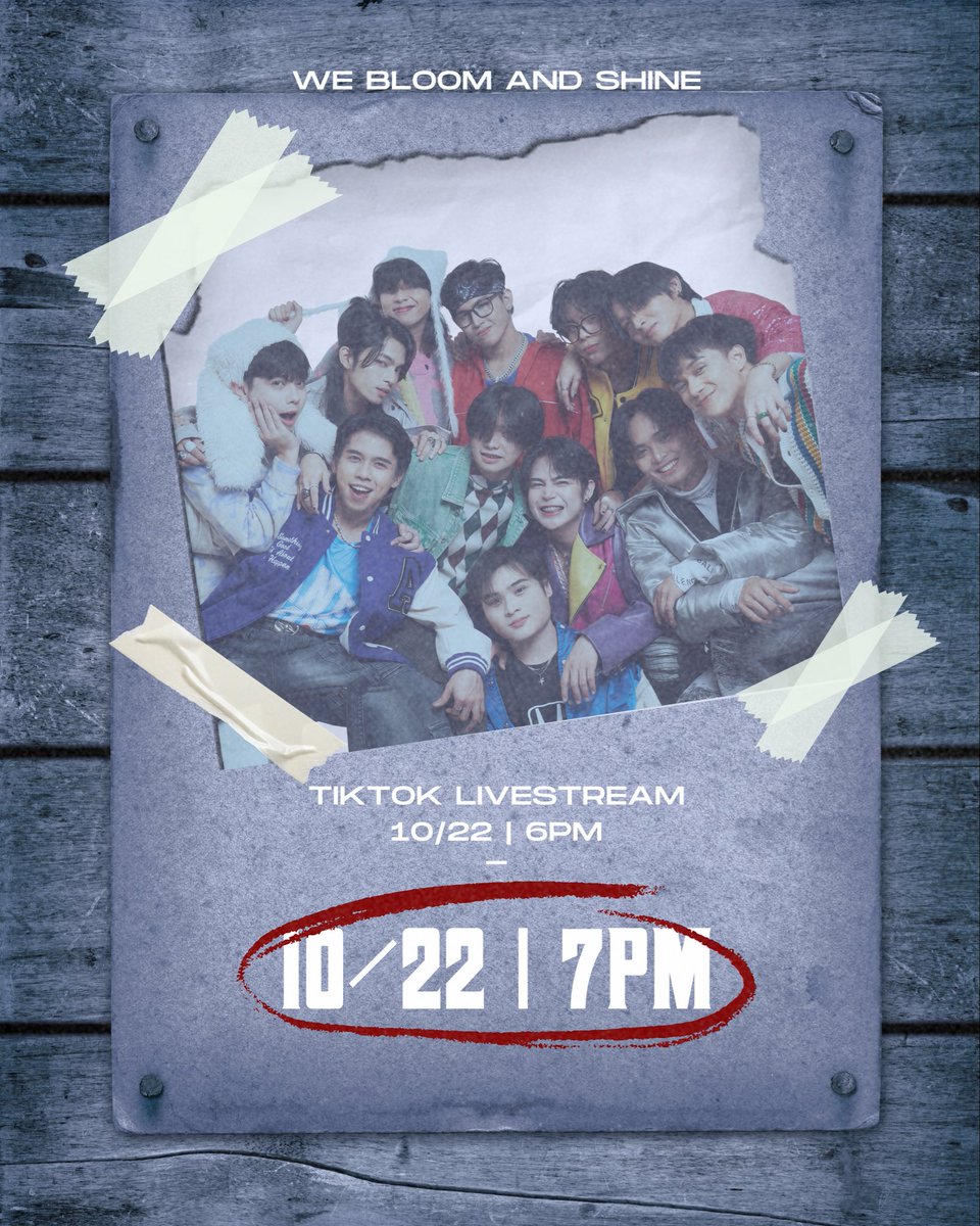 Hi, Twinkles!

We Bloom and Shine will be live on TikTok tomorrow at 6pm. This is your chance to catch all the members simultaneously as they spend time with you all! 

Also, they'll be unfolding some surprises tomorrow night, so get your alarms set! 

See you there.💙