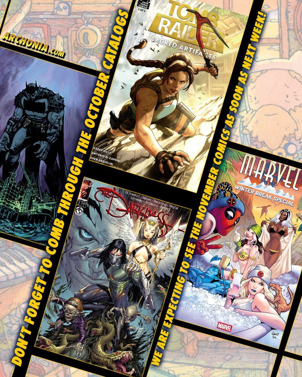 Archonia's tweet image. It's reminder time! 🚨 

Don't forget to comb through the October Catalogs!

What key series are you making sure to add to your list from the October books?
Tell us below! 👇 

archo.co/3WOjcU9 📚✍️✨

#FOC #ComicBooks #Preorders #NewComics #ComicsCatalog #NovemberComics