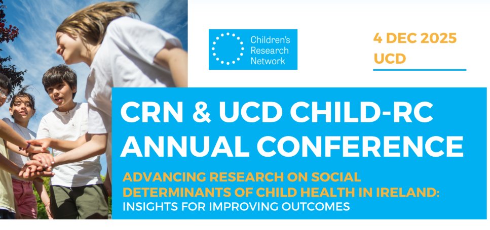 ⭐️Call for Abstracts⭐️

CRN Annual Conference - Dec 4th, UCD

"Social determinants of children &amp; young people’s health &amp; well-being"

Deadline extended - submissions close noon Tues 28th Oct  

Link for conference details &amp; submission form:
childrensresearchnetwork.com/events