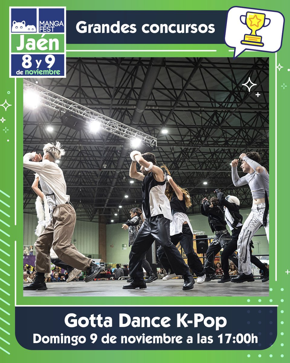 Mangafest's tweet image. ✨ No te pierdas los concursos de Mangafest Jaén ✨

¿Sabes en cuál participarás? Consulta las bases disponibles en la web y apúntate ya. Tienes hasta el 3 de noviembre para inscribirte online

Hazte con tu entrada y no te pierdas nada 🔥

📅 8 y 9 de noviembre
📍 IFEJA (Jaén)
🎟…