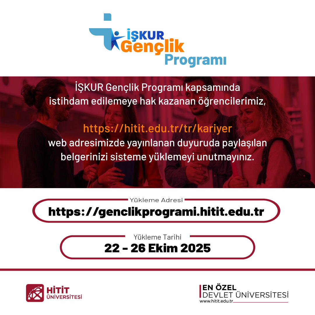 İŞKUR Gençlik Programı kapsamında istihdam edilmeye hak kazanan öğrencilerimiz, sizden istenen belgeleri yüklemeyi unutmayın...

genclikprogrami.hitit.edu.tr

Son Tarih 26 Ekim 2025

<a href="/HituKurumsal/">Hitit Üniversitesi</a>