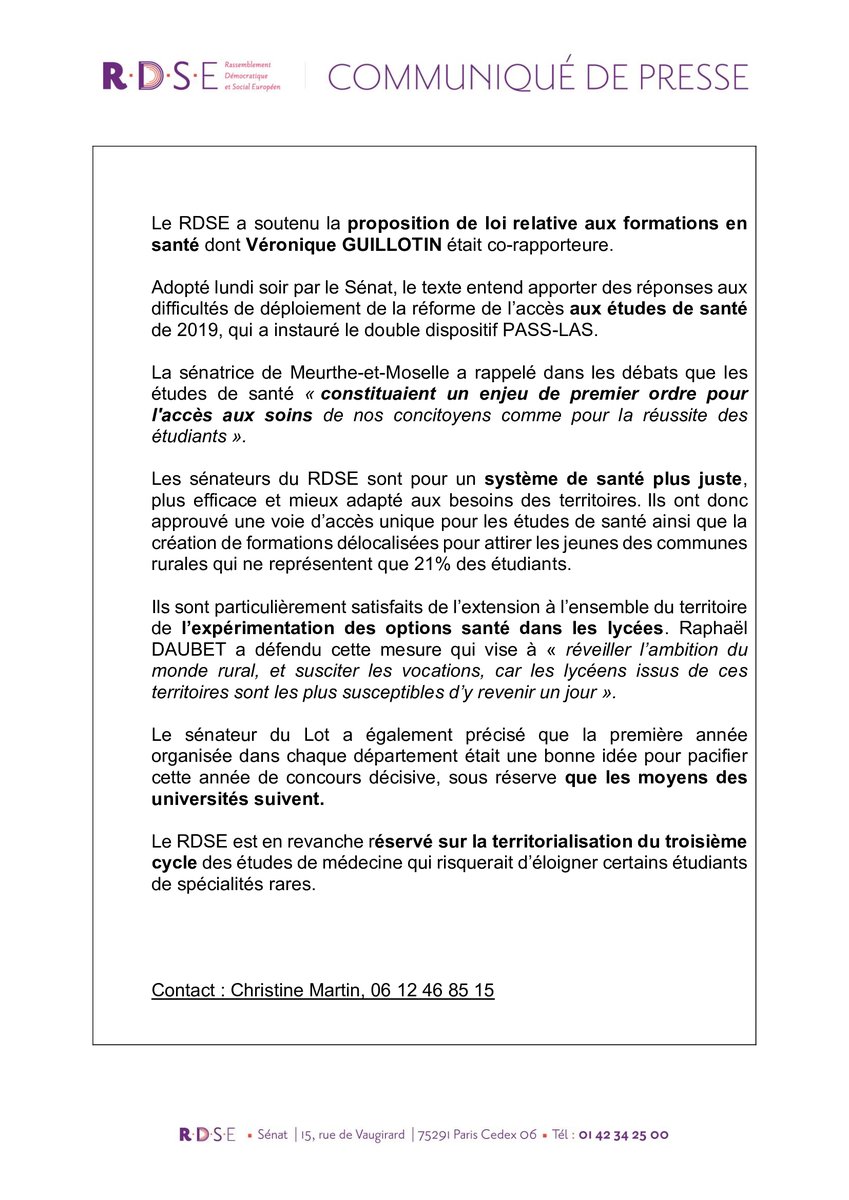 Sénateurs RDSE tweet media