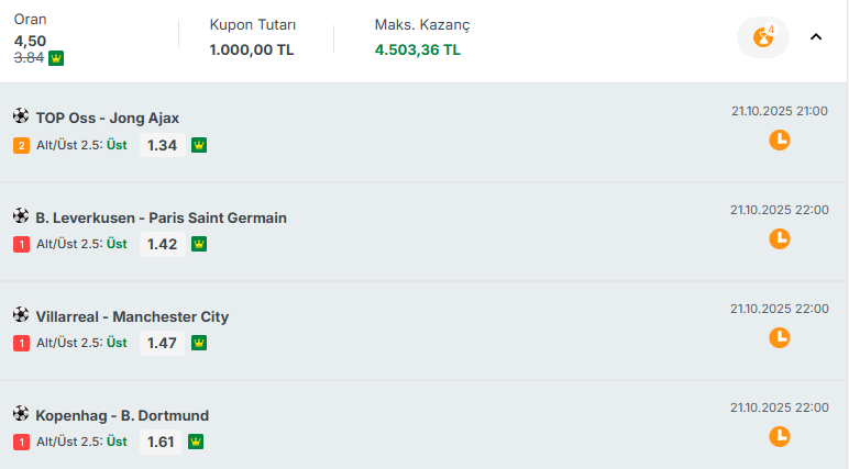 ⚽️⚽️Günün 2.5 Üst Gol Kombinesi⚽️⚽️

iddaa.com/paylasilan-kup…