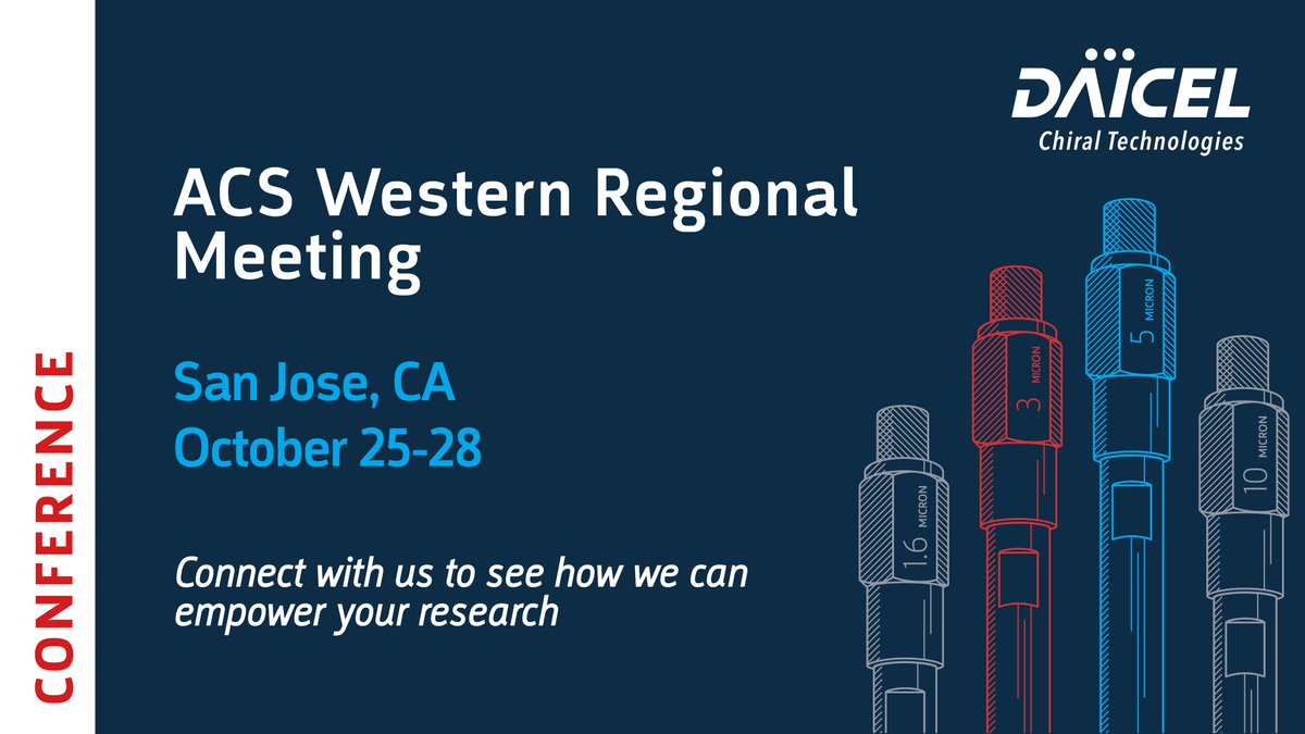 ChiralTech's tweet image. Join us at the upcoming ACS Western Regional Meeting. Chat with our team to explore your path to simplified solutions in chiral chromatography.

📍Visit us in the Imperial Ballroom to discover how we can support your work.

#ChiralChromatography #SeparationTechnologies
