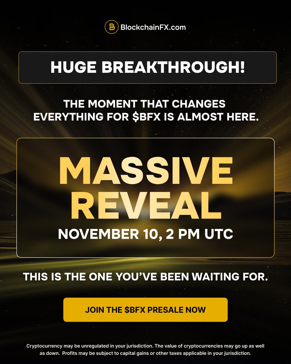 BlockchainFXcom's tweet image. 🚨 HUGE ANNOUNCEMENT COMING! 🚨
The moment that will change everything for $BFX is almost here.
Get ready for the biggest reveal in BlockchainFX history!
📅 November 10 at 2 PM UTC
This is the one you've been waiting for!
A new era for $BFX is about to begin.
The first…