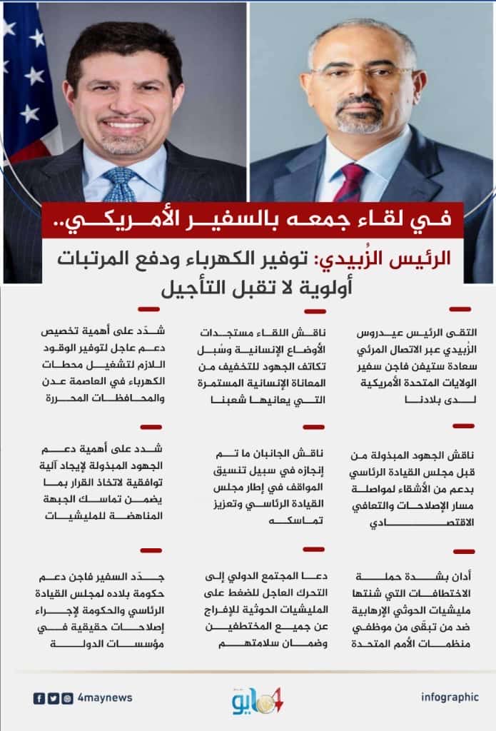سعد محروس (@saad_mahroos) on Twitter photo #إنفوجرافيك | في لقاء جمعه بالسفير الأمريكي.. الرئيس القائد عيدروس الزُبيدي توفير الكهرباء ودفع المرتبات أولوية لا تقبل التأجيل
صحيفة 4مايو الالكترونية <a href="/may4news/">صحيفة 4 مايو الالكترونية</a>
#قنوات_اخوانيه_يمنيه_ساقطه #إنفوجرافيك | في لقاء جمعه بالسفير الأمريكي.. الرئيس القائد عيدروس الزُبيدي توفير الكهرباء ودفع المرتبات أولوية لا تقبل التأجيل
صحيفة 4مايو الالكترونية <a href="/may4news/">صحيفة 4 مايو الالكترونية</a>
#قنوات_اخوانيه_يمنيه_ساقطه