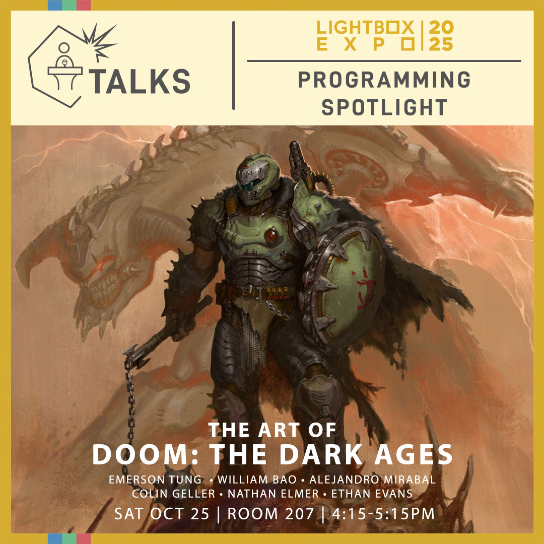 Join the Art Director and Concept Team of @idsoftware as we share the creative process behind creating the character, environment and weapon designs for DOOM: The Dark Ages. The talk will take place this coming Saturday October 25th at Lighbox Expo. 
#lbx2025 #lightboxexpo