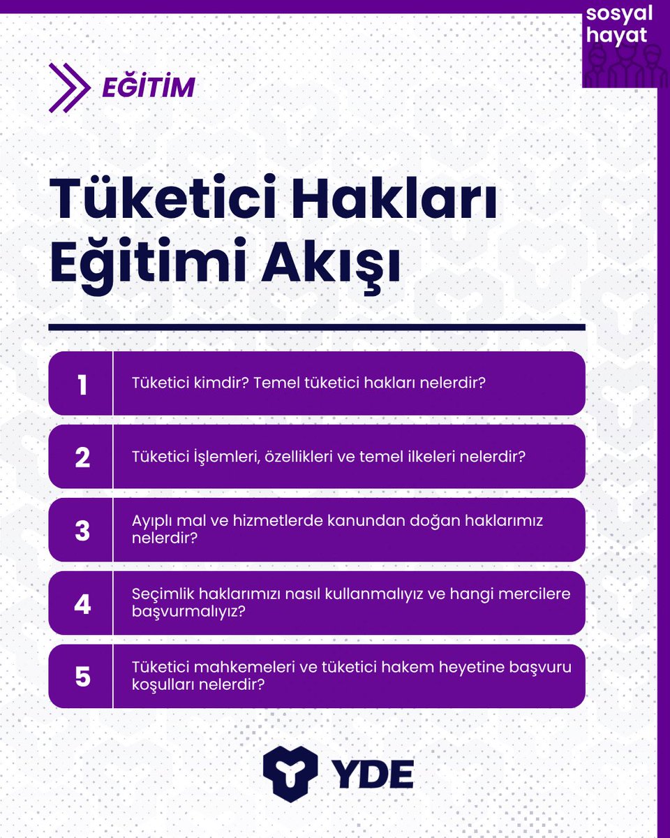 Alışveriş yaparken haklarını biliyor musun? 
Bu online ve ücretsiz eğitimde, tüketici olarak sahip olduğun hakları ve başvuru yollarını öğren!

📌 Eğitmen: Av. Gülay Pişken
📌 25 Ekim | 13.00

Kayıt formu: forms.gle/7cDsY4JjN7DeGY…