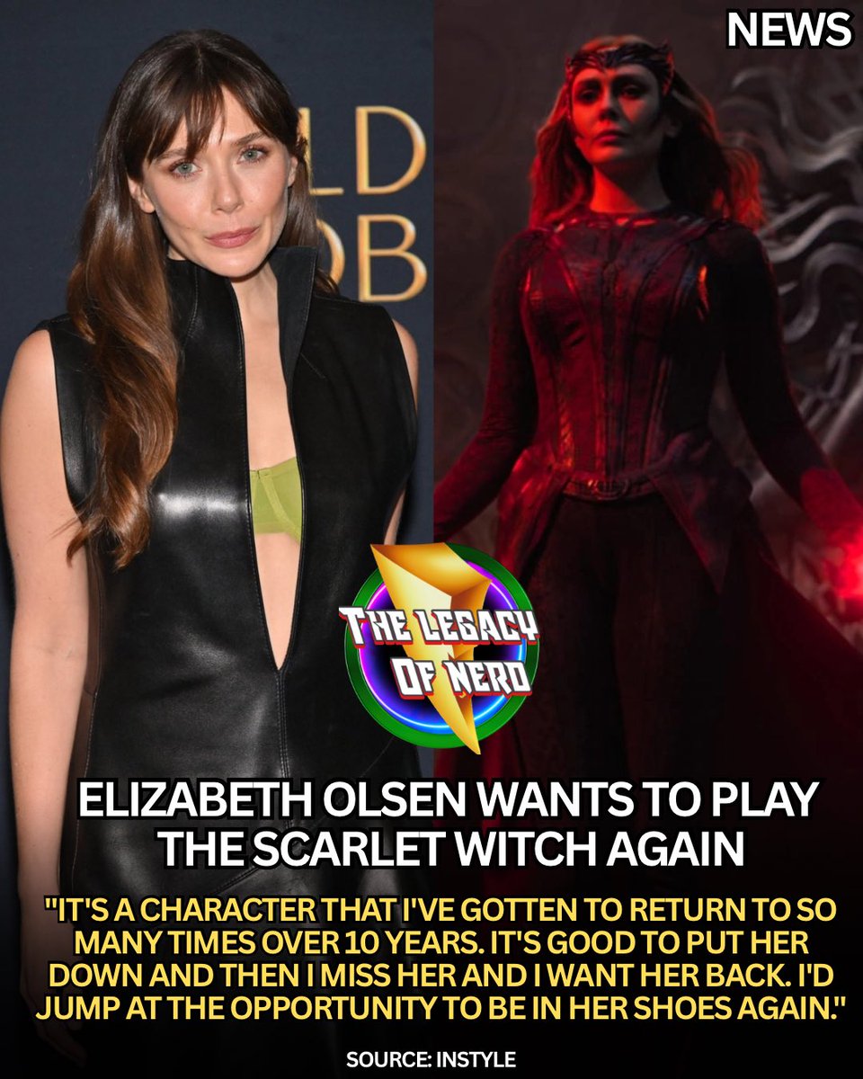 thelegacyofnerd's tweet image. Elizabeth Olsen is Ready to Return to Marvel to play Wanda
Elizabeth Olsen spoke with InStyle about her experience playing Wanda Maximoff/ The Scarlet Witch over the years
