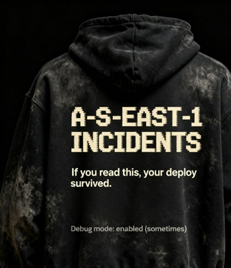 MaheenK0x7's tweet image. Which AWS outage tee speaks to your soul? 👨‍💻

Been working on these designs after yesterday&apos;s chaos... 
Which one would you actually wear to the office?
[Attaching a poll and a gform link beneath this tweet, check comments] 

#AWSOutage #TechHumor #DeveloperLife