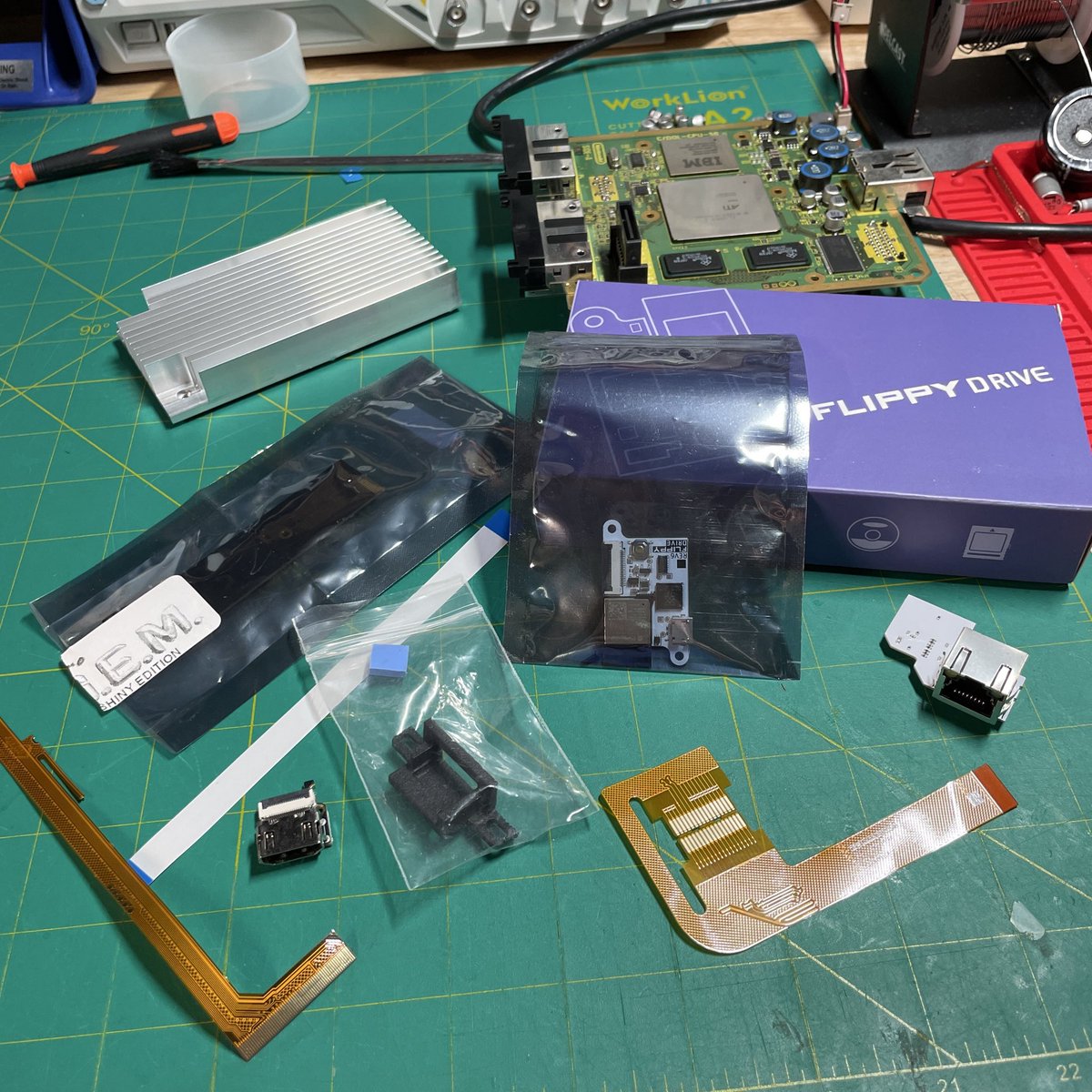 RetroJeff83's tweet image. Got some sweet upgrades going into this GameCube! PixelFX RetroGem Shiny, flippydrive with Ethernet port, on top of a custom shell and medallion with all the usual refurb work!