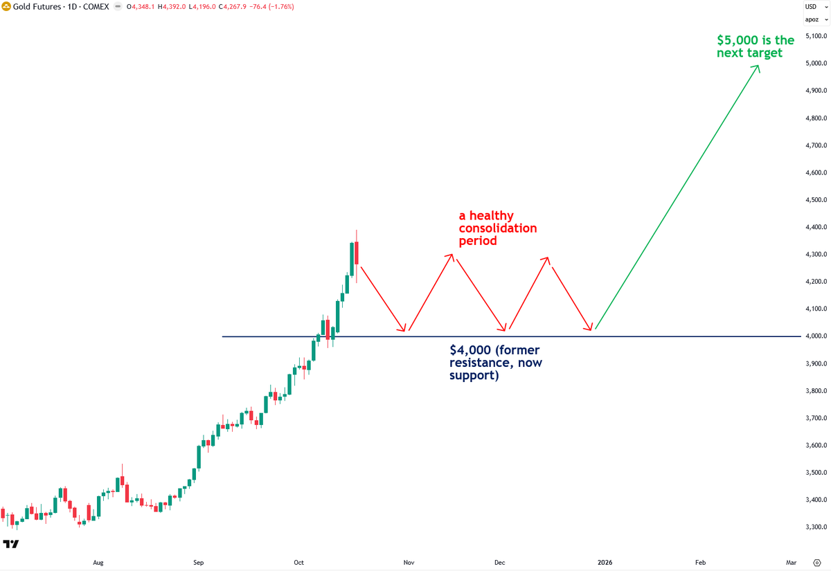 TheBubbleBubble's tweet photo. Are you panicking about the gold and silver sell-off today? 

Don't. It’s doing exactly what I expected after gold hit the $4,400 price target I set months ago.

Get all the details in my comprehensive FREE report, posted in the comments below.

$PHYS $PSLV