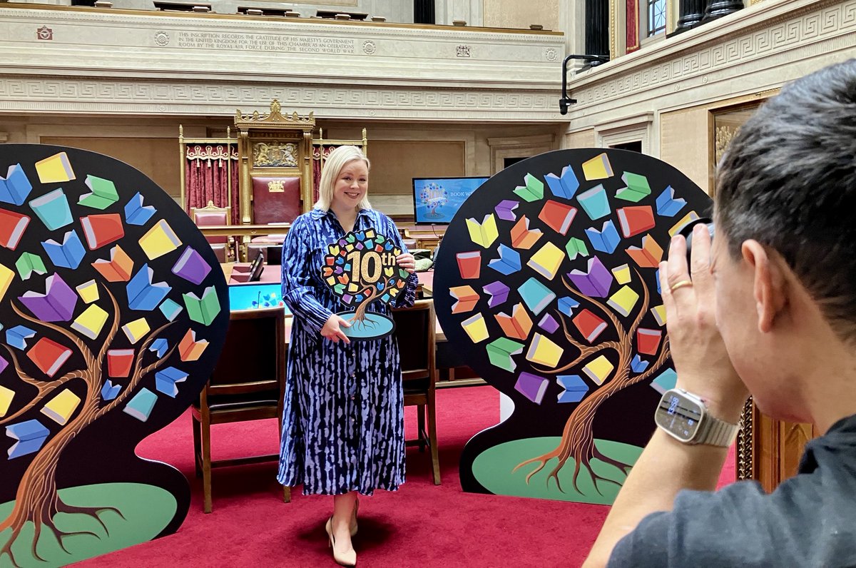 adair_mark's tweet image. A special lunchtime event for Book Week 2025 hosted by The Speaker in the Senate Chamber at Parliament Buildings. Lots of great book recommendations from MLAs. Sara Girvin was the BBC’s acting librarian for this event…! #bookweekni @LibrariesNI @BBCnireland