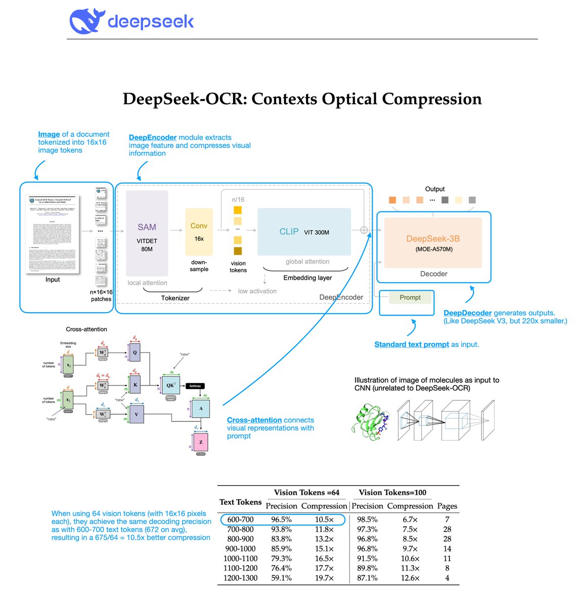 rasbt's tweet image. DeepSeek finally released a new model and paper. And because this DeepSeek-OCR release is a bit different from what everyone expected, and DeepSeek releases are generally a big deal, I wanted to do a brief explainer of what it is all about.
In short, they explore how vision…