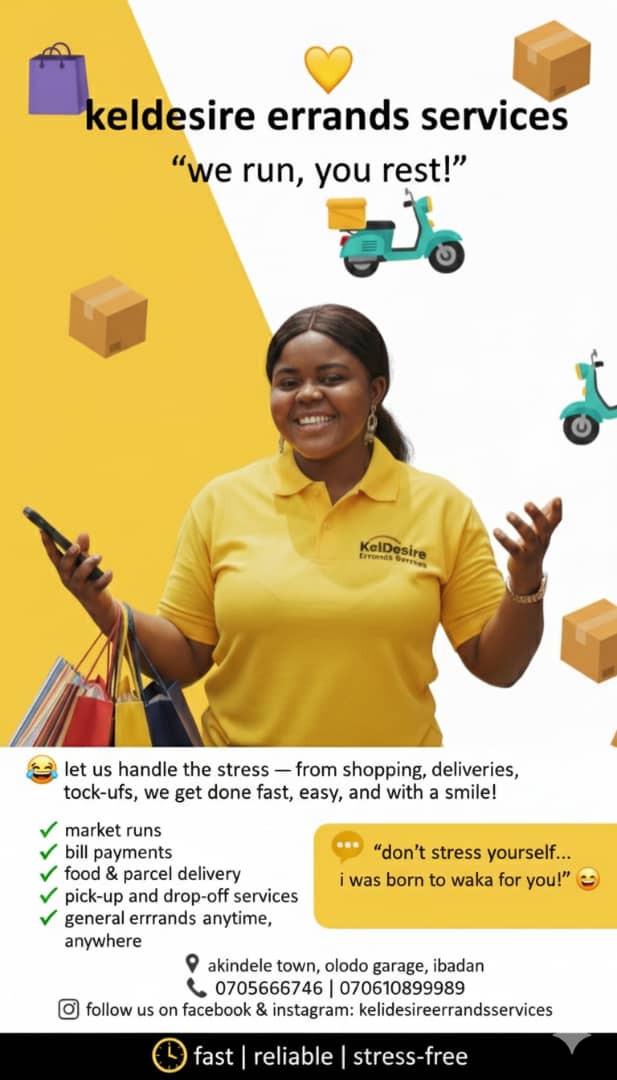 keldesire's tweet photo. I just realized I’m everybody’s “run-around” friend 😅
So I made it official — KelDesire Errands Services 🚗💨

Need to buy, send, pick, or drop anything?
Just say KelDesire, handle it! 😉

Because your time is precious… and we love waka for you 😂 https://t.co/0T9qTLYwV2