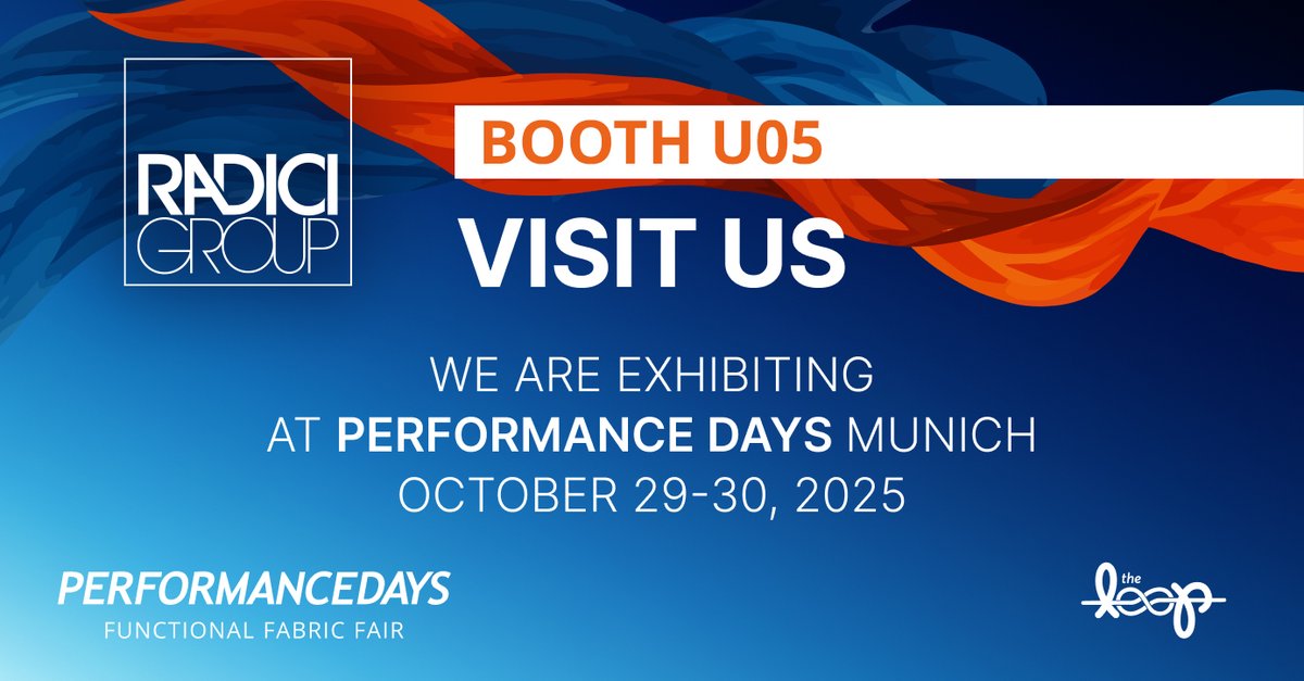 RadiciGroup's tweet image. Next week, #RadiciGroup #AdvancedTextileSolutions will take part in PERFORMANCE DAYS in Munich on October 29–30.
Come and meet the team at booth U5 to discover our latest innovations.
#PerformanceDays #Munich #Innovation #CircularEconomy #Renycle #Biofeel