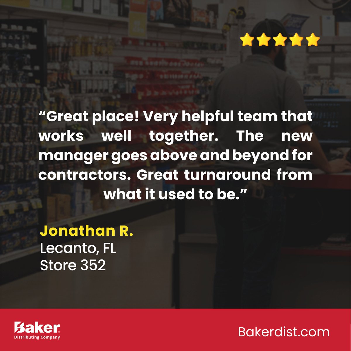 BakerDist's tweet image. Our HVAC/R customers in Florida share why they go to Baker for expert support, fast fulfillment and trusted brands! ⭐️⭐️⭐️⭐️⭐️ #BakerDistributing #CustomerReviews #CustomerSpotlight