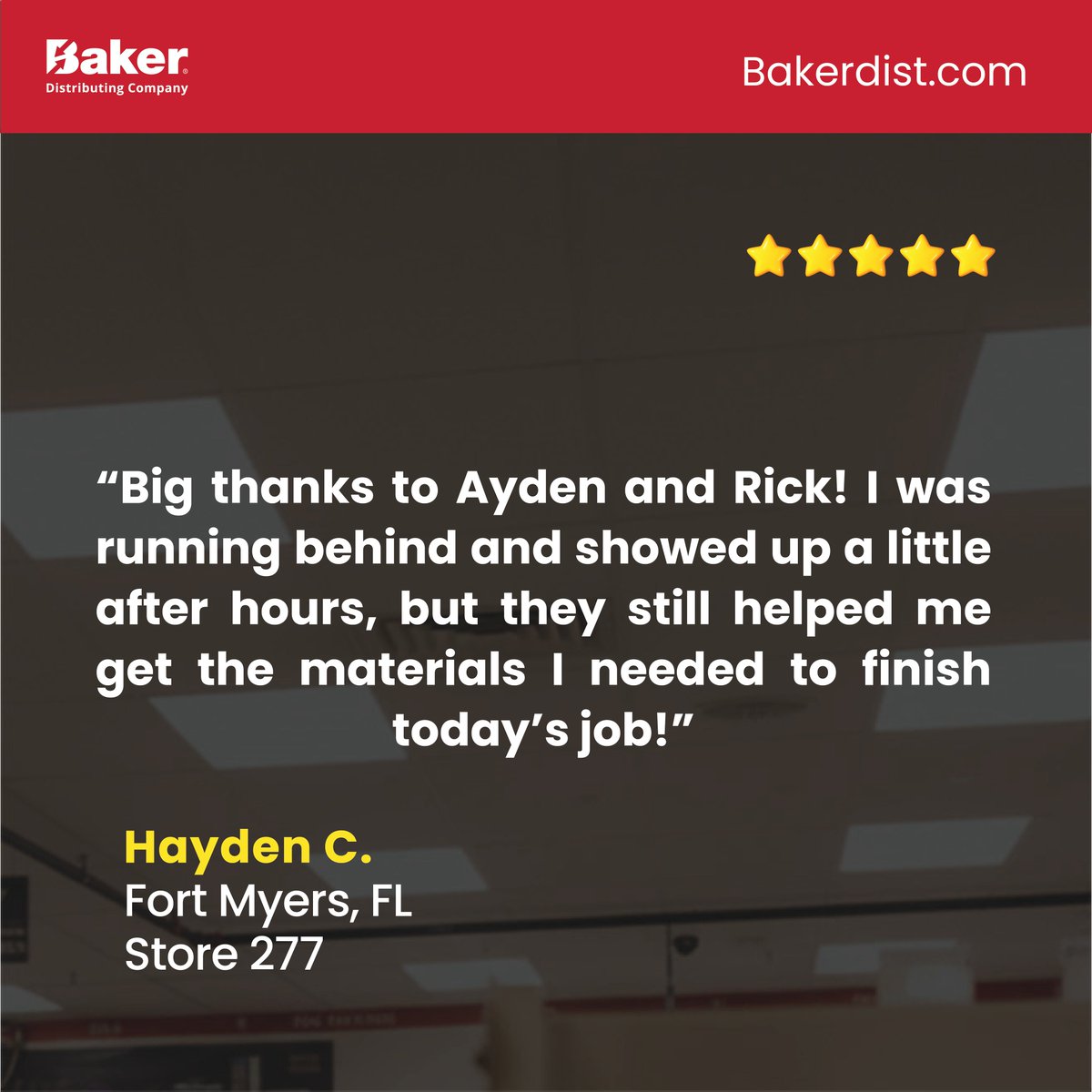 BakerDist's tweet image. Our HVAC/R customers in Florida share why they go to Baker for expert support, fast fulfillment and trusted brands! ⭐️⭐️⭐️⭐️⭐️ #BakerDistributing #CustomerReviews #CustomerSpotlight