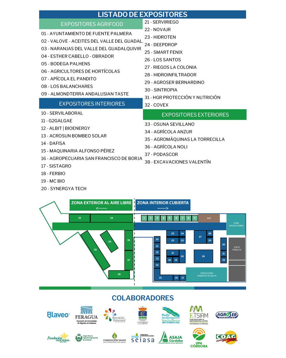 📋 Expositores #EXPOFARE2025: ¡lista completa!

Del 23 al 25 de octubre nos vemos en Fuente Palmera (Centro Polivalente, P.I. Chacón). Conoce a las empresas y autónomos que participarán en las diferentes zonas de nuestro evento: Zona Agrifood Demo, Zona Interior y Zona Exterior.