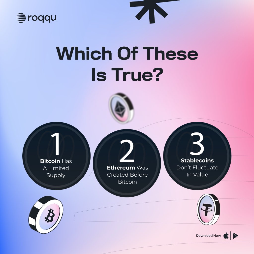 roqqupay's tweet photo. Let’s test your crypto knowledge 🔍

Comment with your answer below ⬇️

#RoqquHQ #DoMoreWithCrypto #CryptoTrivia #Uptober https://t.co/o3c5WVwmTy