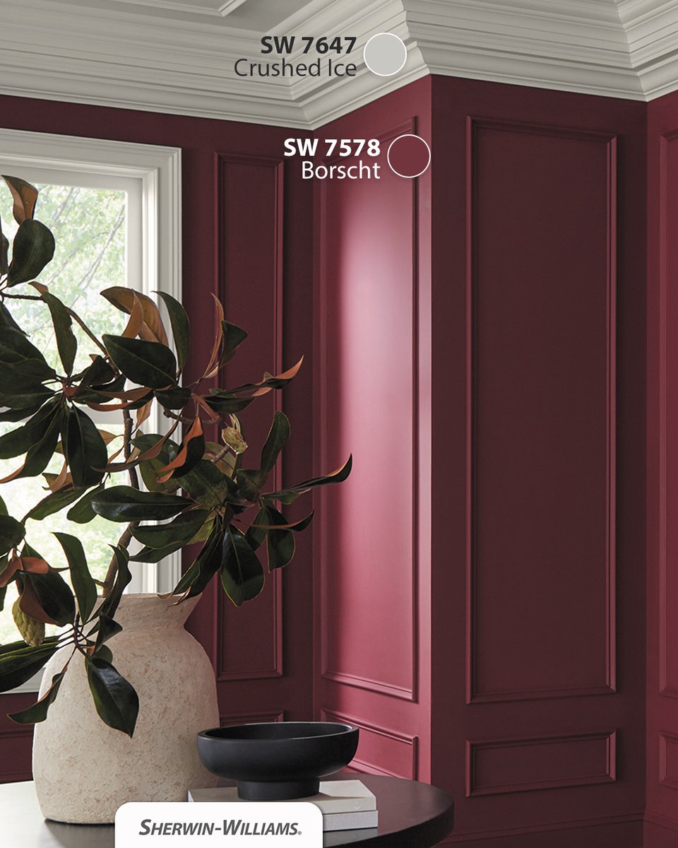 PreguntaSherwin's tweet image. Nuestro color del mes de octubre, SW 7578 Borscht, tiene una presencia dramática y sofisticada.
No es un rojo chillón ni brillante, sino más bien cálido, intenso, con elegancia.

#SherwinWilliams #DIY #ColorDelMesDeOctubre #Inspiración #Pintura