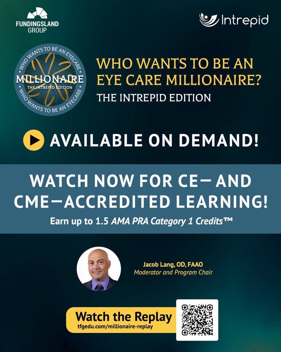 Did you know Who Wants to be an Eyecare Millionaire is an accredited course—and it’s free on tfgeducation.com? 🎯

Earn 1.5 COPE hours + AMA PRA Category 1 Credits while you’re at it: tfgedu.com/isjK