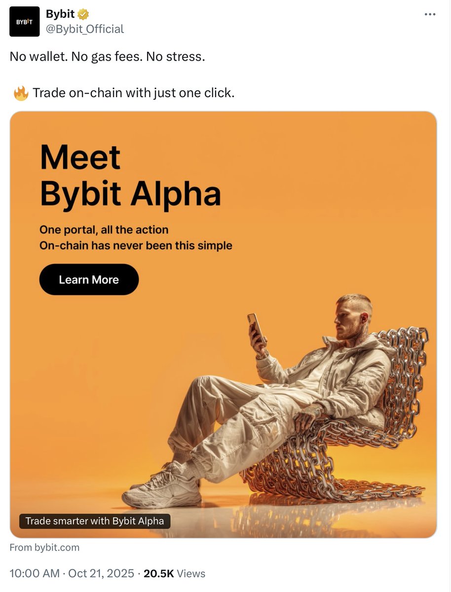 CoinDataFlow's tweet image. Bybit just jumped into the #Alpha game
Following #Binance & #OKX, they’ve launched their own Alpha program.
Trade via Unified Trading Account — no Web3 wallet needed
No events live yet — now’s the time to prep your account
#Altcoins #Bybit #CryptoNews