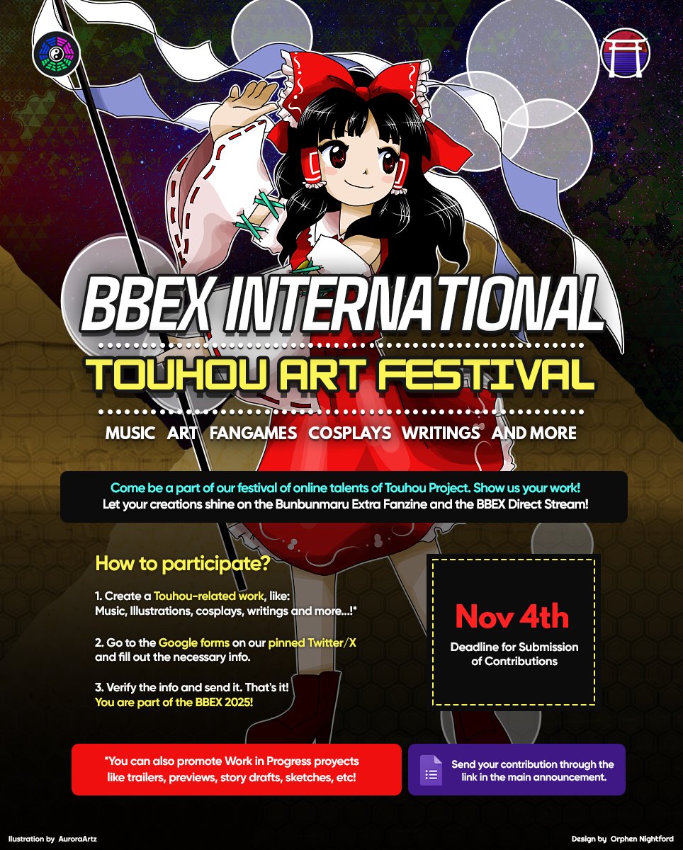 ¡BBEX International 2025!
We Extend the Call Deadline!

Due to requests from several users, we’ve decided to extend the submission deadline until November 4th!

To join, fill the Google Form below! forms.gle/mPeiiTkGySZDrZ…