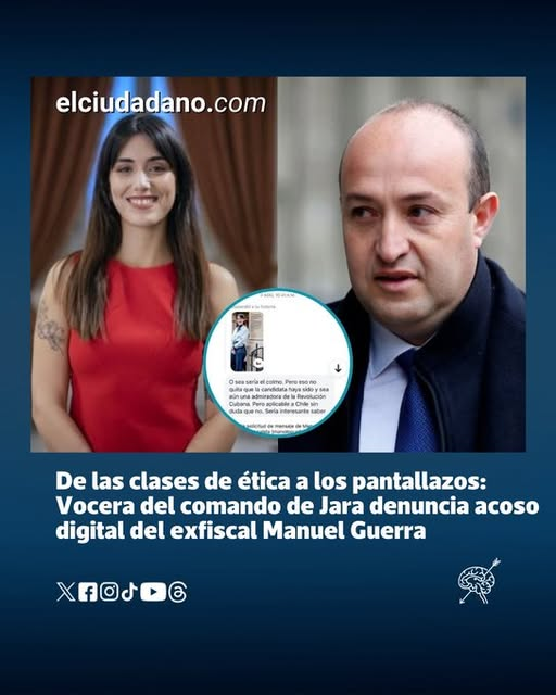 Con capturas de mensajes como prueba, la vocera del comando de la candidata presidencial Jeannette Jara, denunció públicamente a Manuel Guerra de acoso digital tras recibir reiterados mensajes por parte del exfiscal, todo en un contexto donde Guerra enfrenta investigaciones