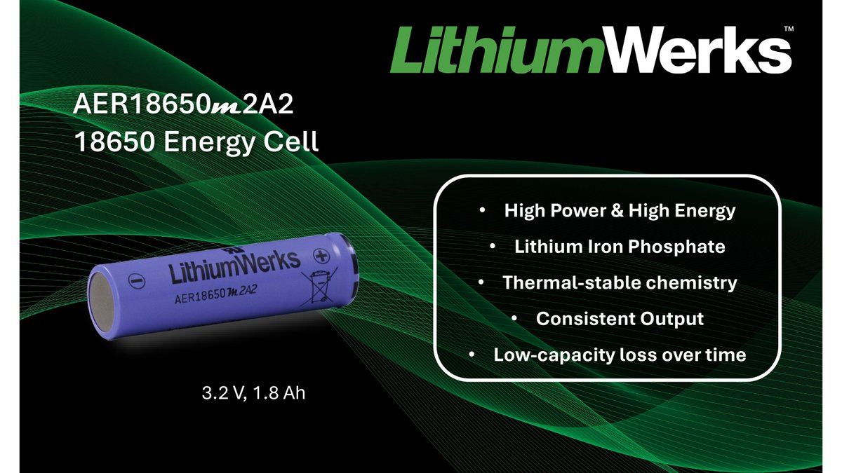LithiumWerks's tweet image. Lithium Werks’ 18650 cells are capable of delivering high power and high energy and are inherently safe over a wide range of temperatures and conditions. #lithiumion #energycell

lithiumwerks.com/products/lithi…