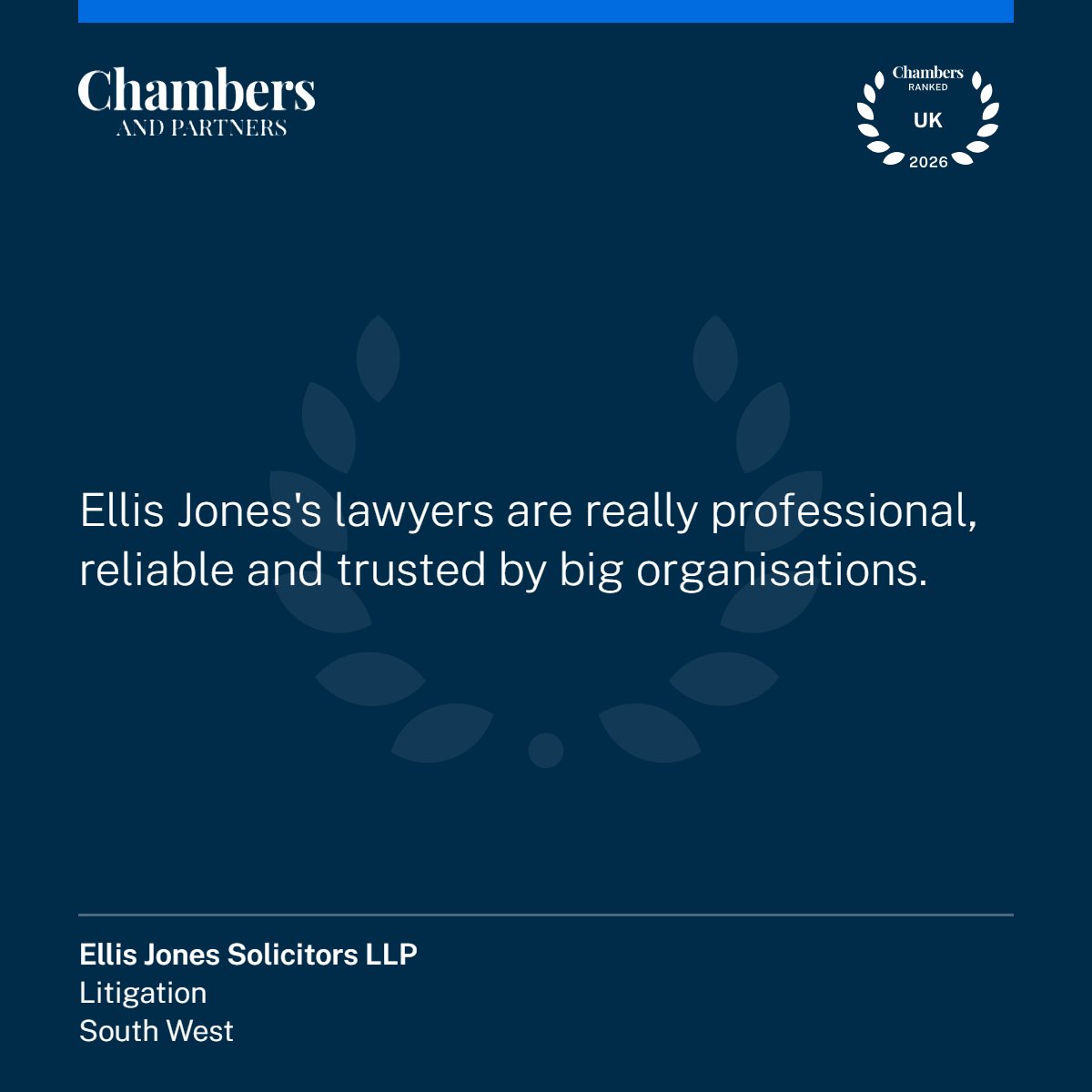In the prestigious Chambers UK Legal Guide 2026, our Litigation practice area has been ranked 🎉

You can view all of our firm and individual achievements on our Awards &amp; Accreditations page: ellisjones.co.uk/about/awards-a…

#EllisJonesSolicitors #Litigation #ChambersUKLegalGuide2026