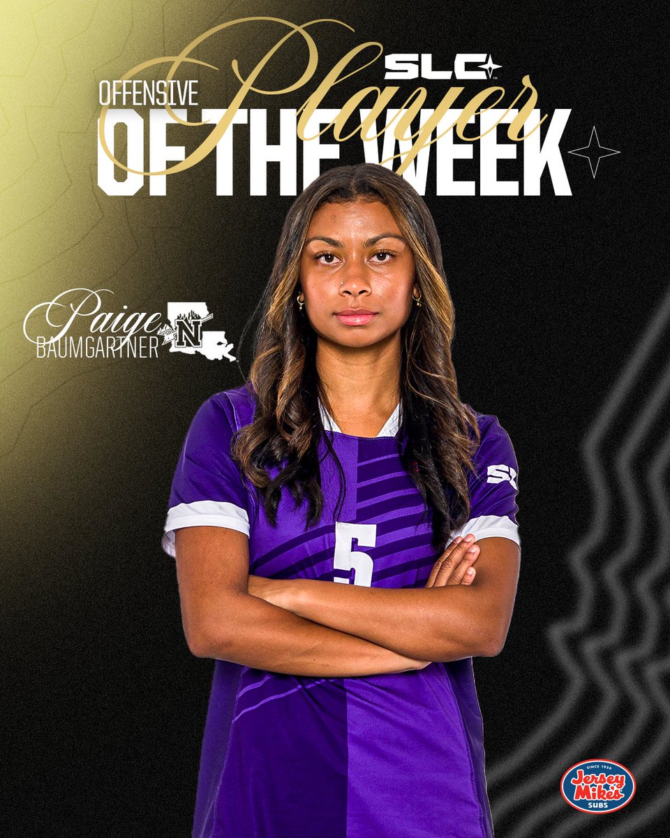 A SHINING STRIKER

Congratulations to Paige Baumgartner of <a href="/NSUDemonsSOC/">NSU Soccer</a> your <a href="/jerseymikes/">Jersey Mike's Subs</a> Southland Women's Soccer Offensive Player of the Week!!