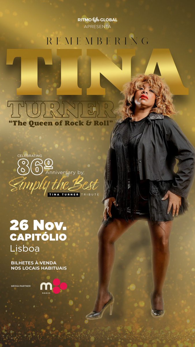 Boa tarde dia 26 de Novembro vamos estar no Capitólio para O Tributo á Rainha do Rock !!🎵🎶
TINA TURNER com Kika Cardoso na Voz !!!
Vai ser o concerto onde vamos reviver a energia bruta de Miss Hot Legs.
Vai ser blast!!!!🔥
Contamos com todos vocês ,para dançar-mos ao som de