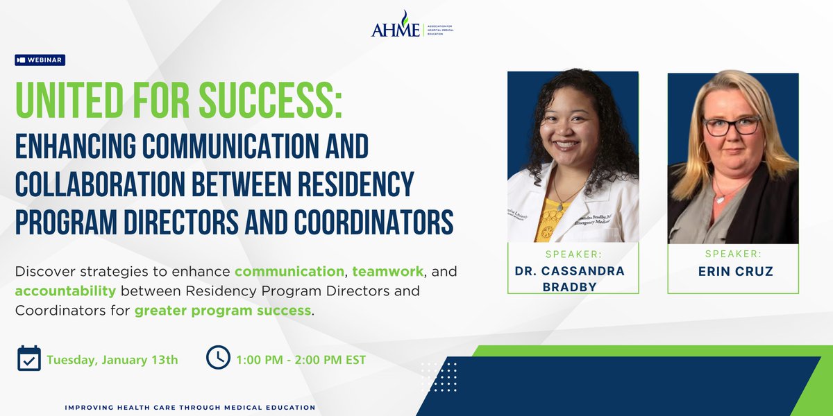 AHMEforMedEd's tweet photo. Unlock a smoother, more collaborative PD–PC dynamic. Join us Jan. 13, 1–2 PM EST for United for Success.

Register here: https://t.co/R7e9jsc2d7 https://t.co/db7V6TWgtW