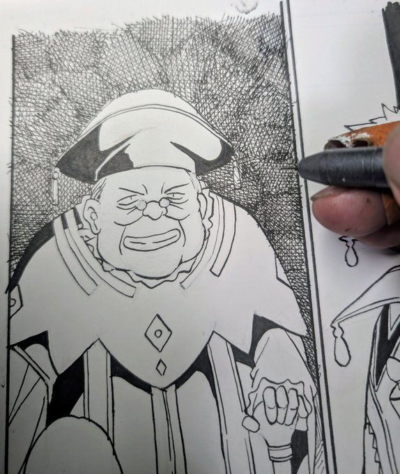 カケアミ、カケアミ。漫画家初めて40年になるが上手くならんのよ。上手い人は筆ペンでもいい感じで出来ちゃうんだよね。 