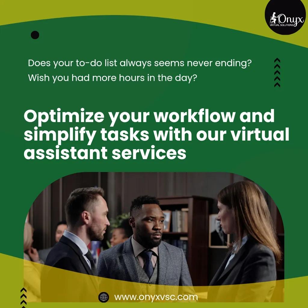 onyxvsc's tweet image. Onyx Virtual Assistant Services is dedicated to helping businesses like yours achieve a better work-life balance and increased productivity. 
#WorkflowOptimization #ProductivityHacks
