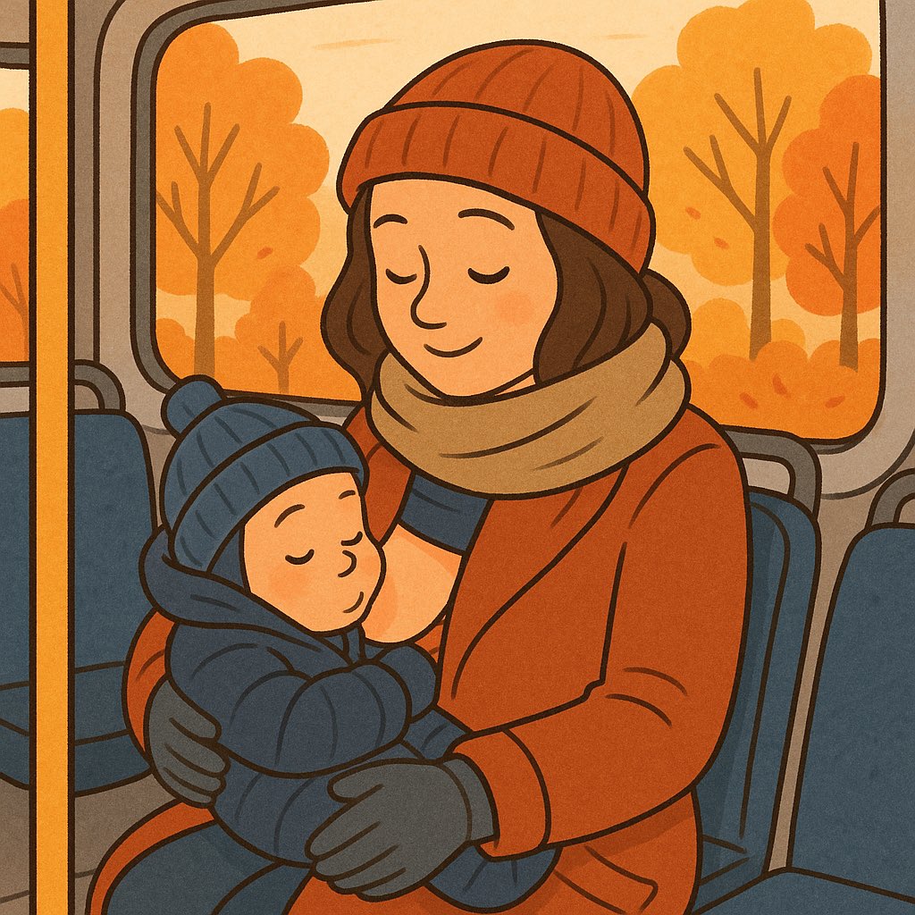 Bussissa äiti imetti lastaan. Hyvä ja luonnollinen tilanne. Toi uskoa siihen, että tulevaisuus menee kohti hyviä asioita. ☀️